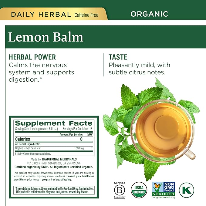 Traditional Medicinals Organic Herbal Tea Variety Pack for Stress and Sleep Support, 6 Flavors