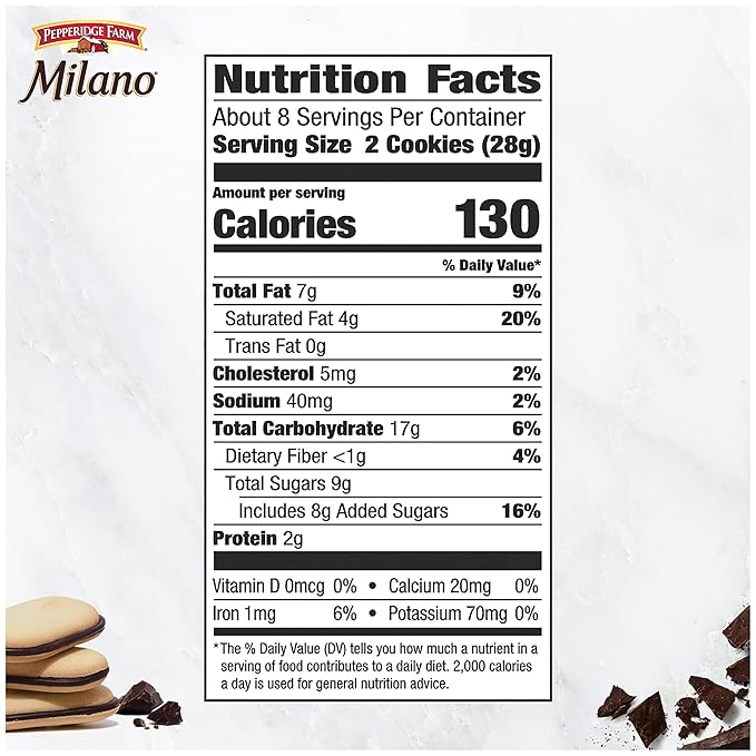 Pepperidge Farm Milano Double Milk Chocolate Cookies, 7.5 OZ Bag (15 Cookies)