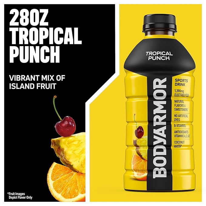 BODYARMOR Sports Drink Sports Beverage, Tropical Punch, Coconut Water Hydration, Natural Flavors