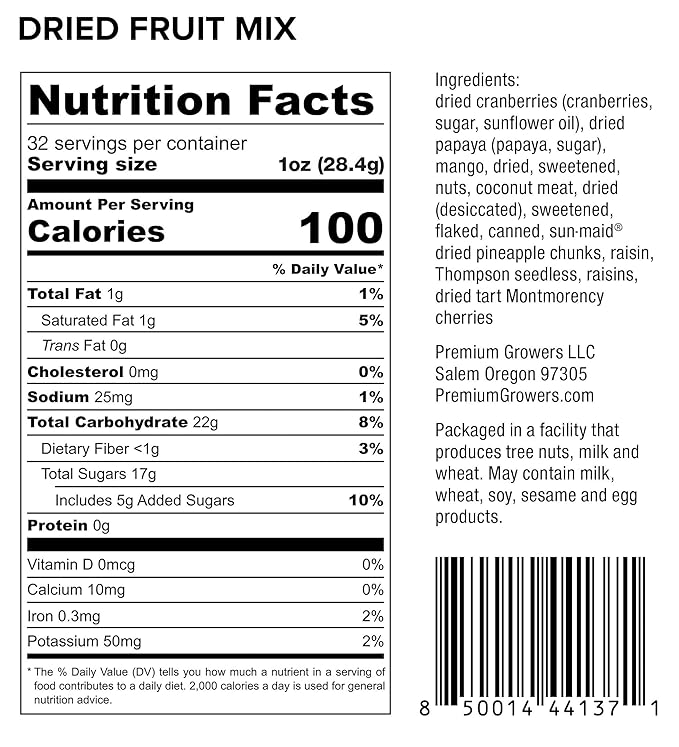 Oregon Premium Growers Healthy Choice Dried Fruit Snacks, 32oz – Natural Trail Mix with