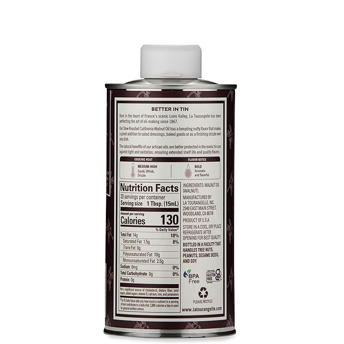 La Tourangelle, Roasted Walnut Oil, Plant-Based Source of Omega-3 Fatty Acid, Cooking, Baking, &