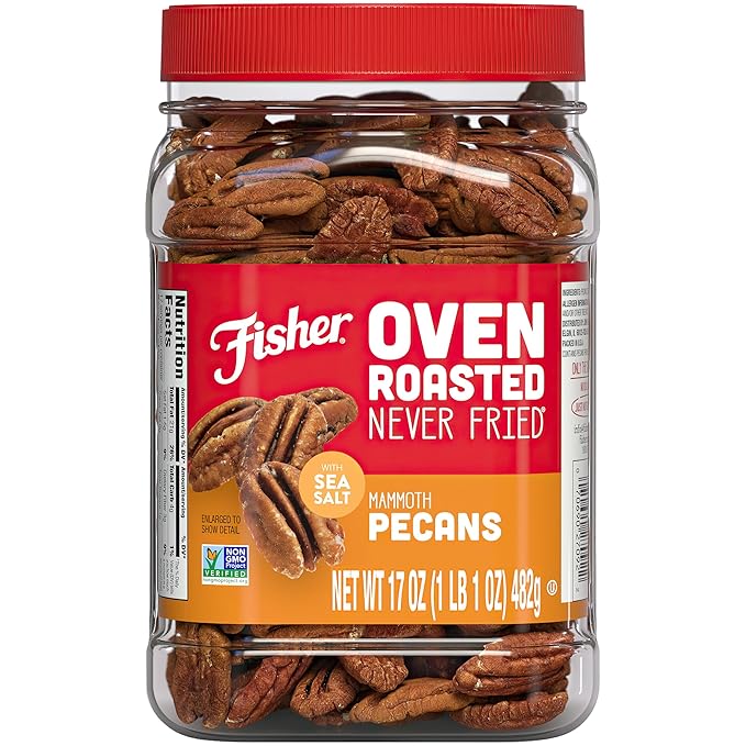 Fisher Oven Roasted Never Fried Mammoth Pecans, 17 Ounces (Pack of 1), Heart Healthy Snacks for
