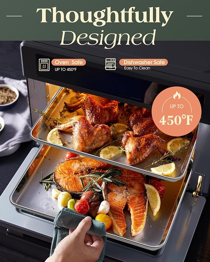 Baking Sheet Set of 2, Commercial Grade Stainless Steel Cookie Sheets for Baking, 18 x 13 Inch