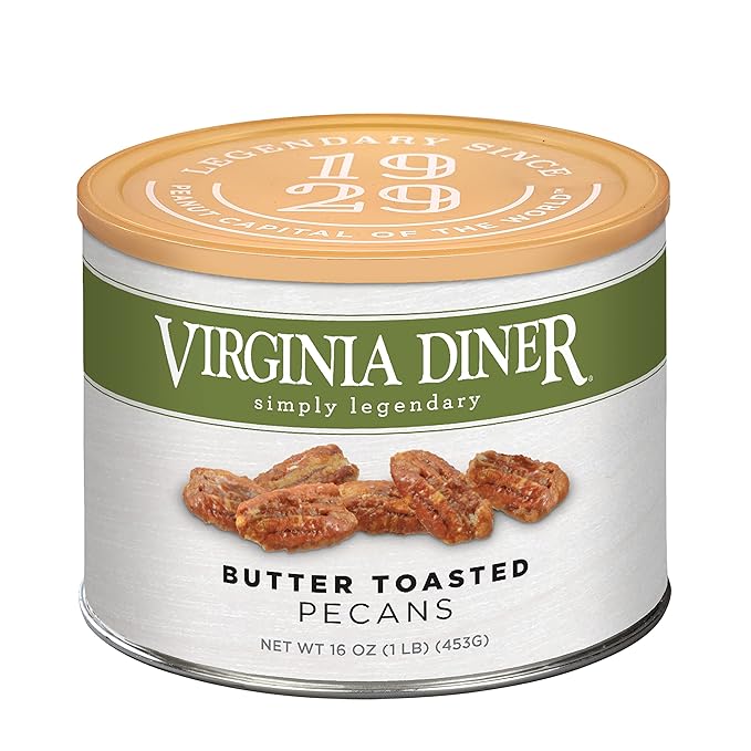 Virginia Diner Butter Toasted Pecans - Sweet Toasted Mammoth Georgia Pecans Gift Non-GMO