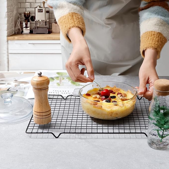 NUTRIUPS Mini Glass Casserole Dish with Lid Oven Safe Covered Round Casserole Dish 6" Glass
