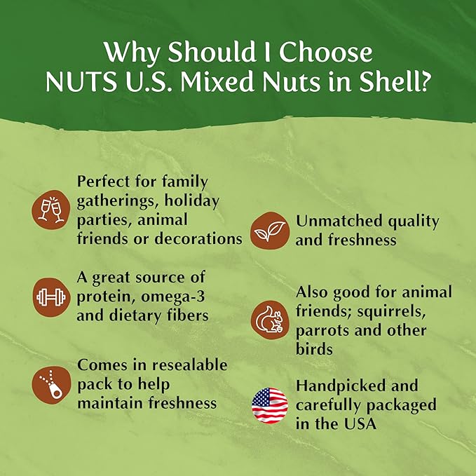 NUTS U.S. ??Mixed Nuts In Shell (Almonds, Walnuts, Hazelnuts, Pecans, Brazil Nuts) | No Added