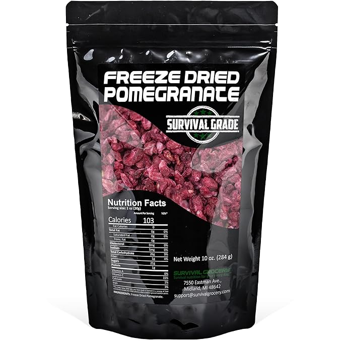 Survival Grocery짰 Freeze Dried Pomegranate Seeds/Arils ??No Sugar Added, No Preservatives, Rich in