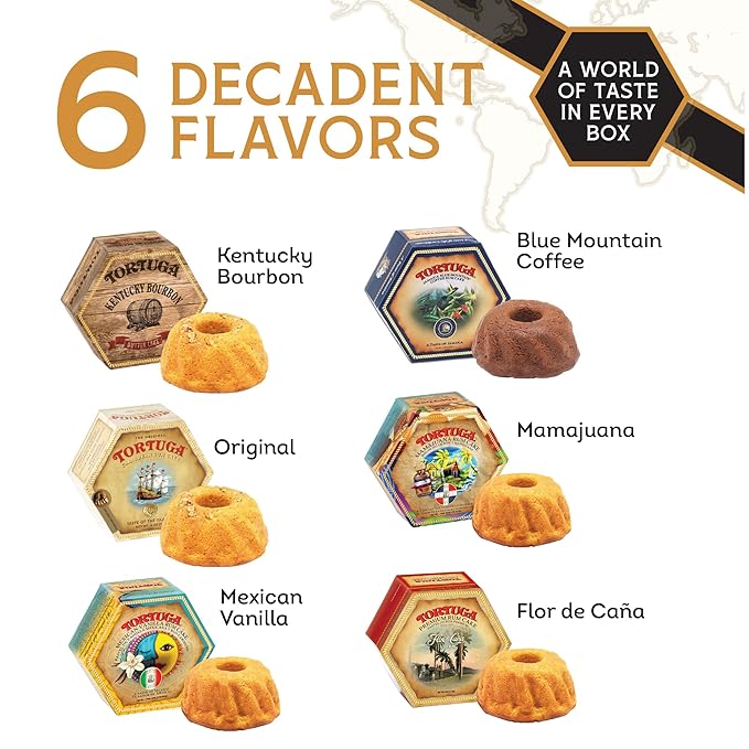 TORTUGA Provenance Rum Cake Variety Pack ??4 oz. - 6 Pack - The Perfect Premium Gourmet Gift for