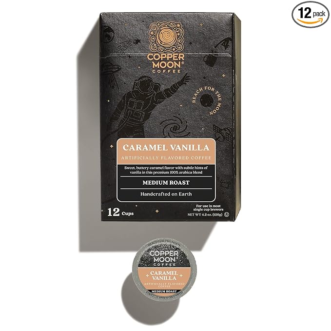 Copper Moon Single Serve Coffee Pods for Keurig K-Cup Brewers, Medium Roast, Caramel Vanilla Blend