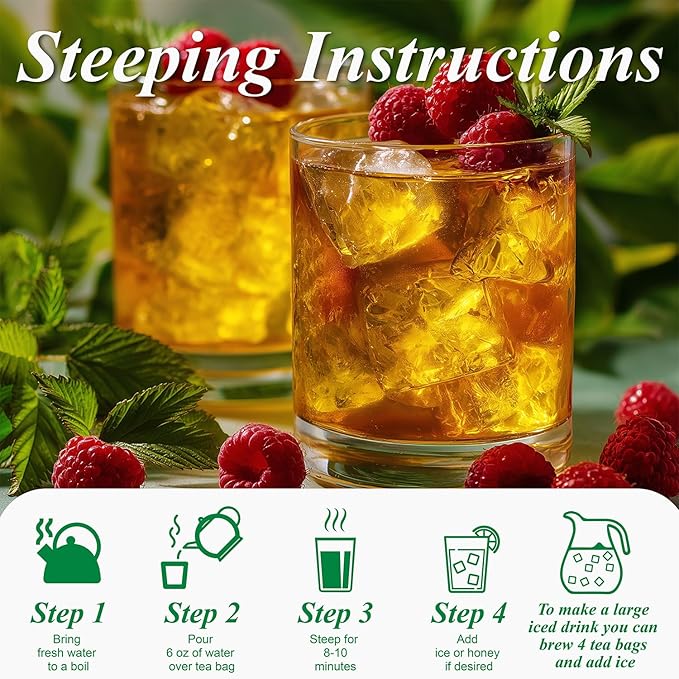 WT WEETEE Red Raspberry Leaf Tea Bags, 60 Count Corn Fibre, Pure Cut & Sifted Raspberry Leaves, No