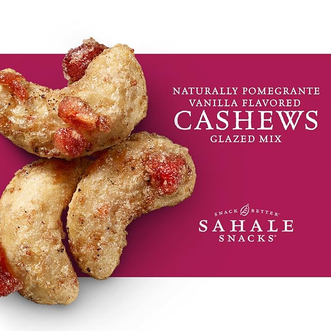 Sahale Snacks Pomegranate Vanilla Cashews, 1.5 oz Bags (18 Packs) - Dry-Roasted Deluxe Mixed Nuts