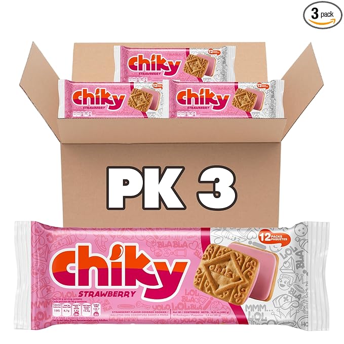 Chiky Strawberry Fudge Cookies, Crunchy & Sweet, Smooth Cream Center, Crispy Texture That Melts In