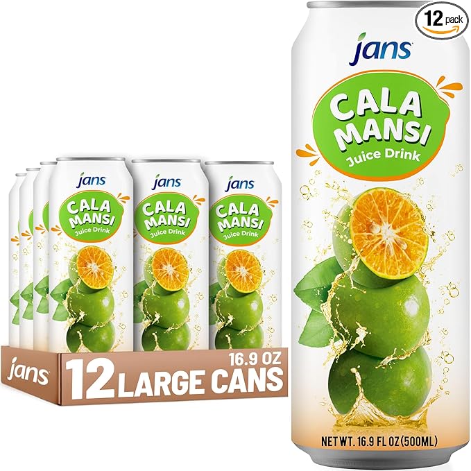 Jans Golden Lime Juice Calamansi Drink (16.9 oz Cans, 12-Pack) ??Philippine Kalamansi Citrus