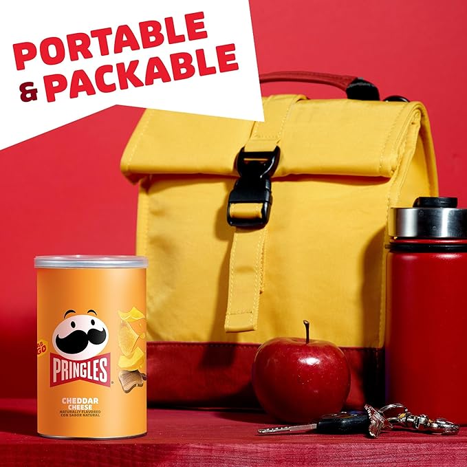 Pringles Potato Crisps Chips, Lunch Snacks, Office and Kids Snacks, Grab N' Go, Cheddar Cheese (12