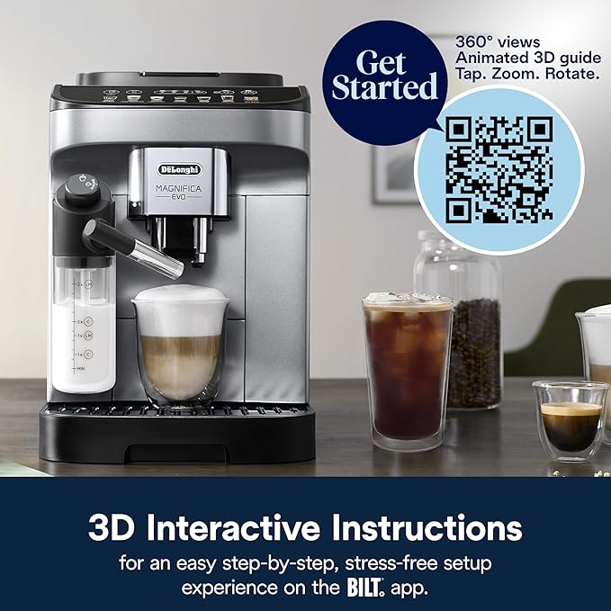 De'Longhi Magnifica Evo Automatic Espresso & Coffee Machine with Auto Milk Frother, Built-in