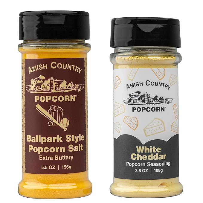 Amish Country Popcorn | Seasoning Variety Pack | BallPark Style Buttersalt - 5.5 oz and White