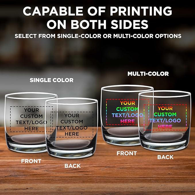 DISCOUNT PROMOS Custom Whiskey Glasses 10 oz Set of 100, Personalized Bulk Pack - Heavy Base Old