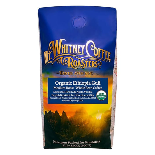 Mt. Whitney Organic Ethiopia Guji Coffee (Whole Bean, 2 Lb)