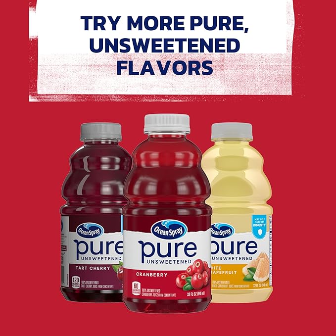 Ocean Spray® Pure Unsweetened Cranberry, 100% Cranberry Juice From Concentrate, 32 Fl Oz Bottle