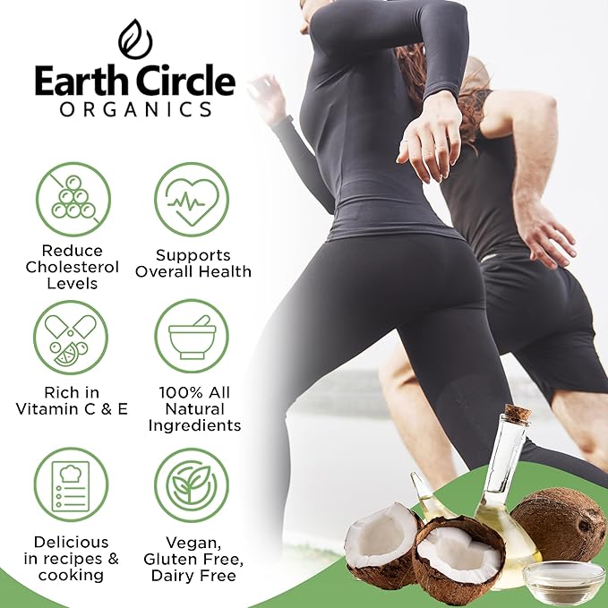 Earth Circle Organics Premium Ultra Pure Extra Virgin Organic Coconut Oil, Cold Pressed, Baking