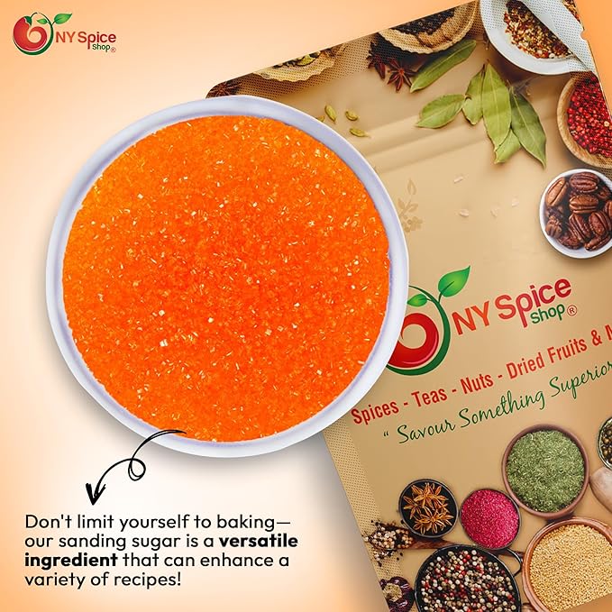 NY Spice Shop Orange Sanding Sugar - 3 Pound Sweet Colorful Edible Sprinkles For Candy Dish - Sugar