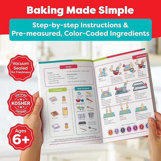 Pretzel Making Kit - Real Cooking Set for Kids Ages 5-12+ with Recipe and Ingredients - Kids Baking
