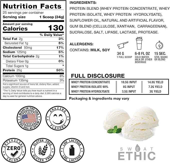 Whey'd Protein Powder, 25 G Whey Protein Blend with Concentrate, Isolate & Hydrolysate, Low Lactose