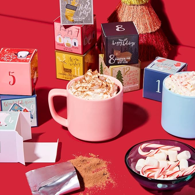 Thoughtfully Gourmet, 12 Days of Christmas Hot Chocolate Gift Set, Flavors Include Rocky Road
