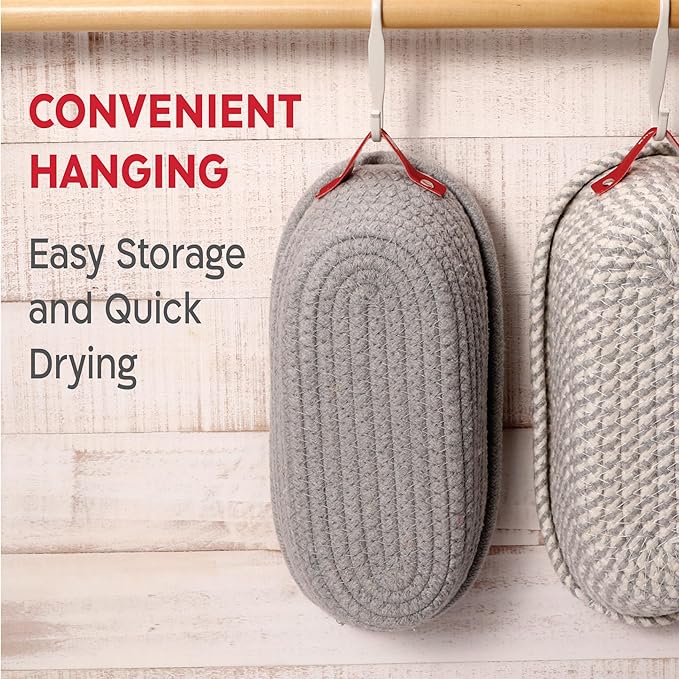 Cotton Rope Banneton Bread Proofing Basket Set, 2 x Oval Bread Basket with Liners & Covers for