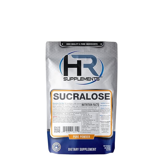 HR Supplements Sucralose Powder | 125 Grams | Zero Calorie Sweetener & Keto Sugar Substitute | Hard