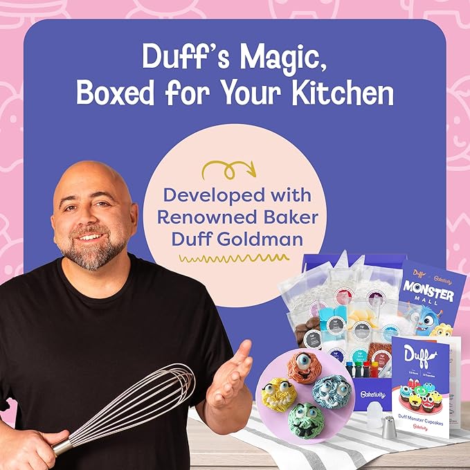Baketivity x Duff Goldman Monster Cupcakes Kit - Cooking Set with Premeasured Ingredients