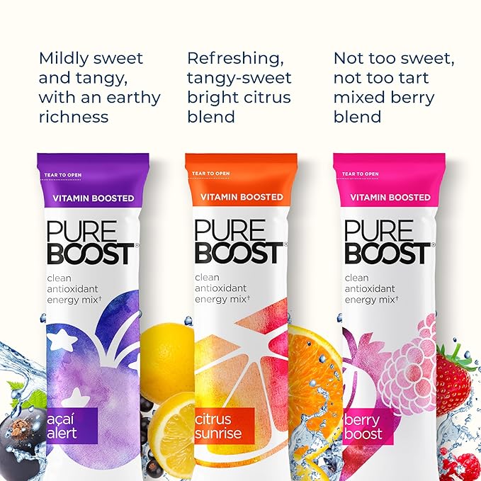 Pureboost Clean Energy Booster, Refreshing Energy Drink Mix with B12 Vitamins, Electrolytes