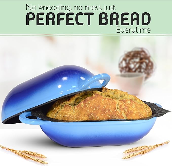 LoafNest: Incredibly Easy Artisan Bread Kit. Cast Iron Dutch Oven [Compact 2 qt size] and
