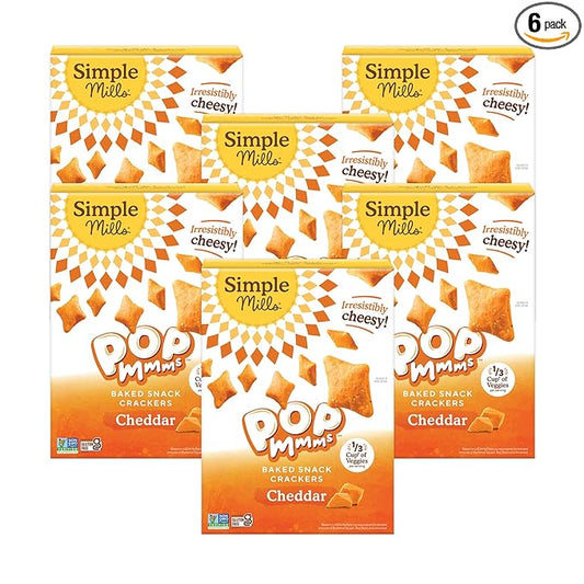 Simple Mills Pop Mmms Veggie Flour Baked Snack Crackers, Cheddar, Nothing Artificial, Kosher