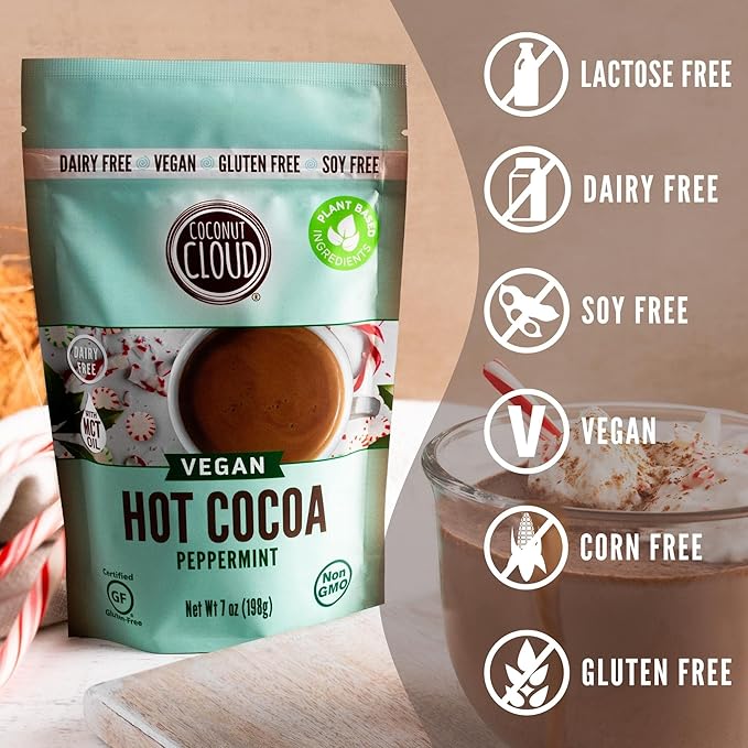 Coconut Cloud: Dairy-Free Instant Peppermint Hot Cocoa Mix | Vegan, Natural, Delicious, Creamy