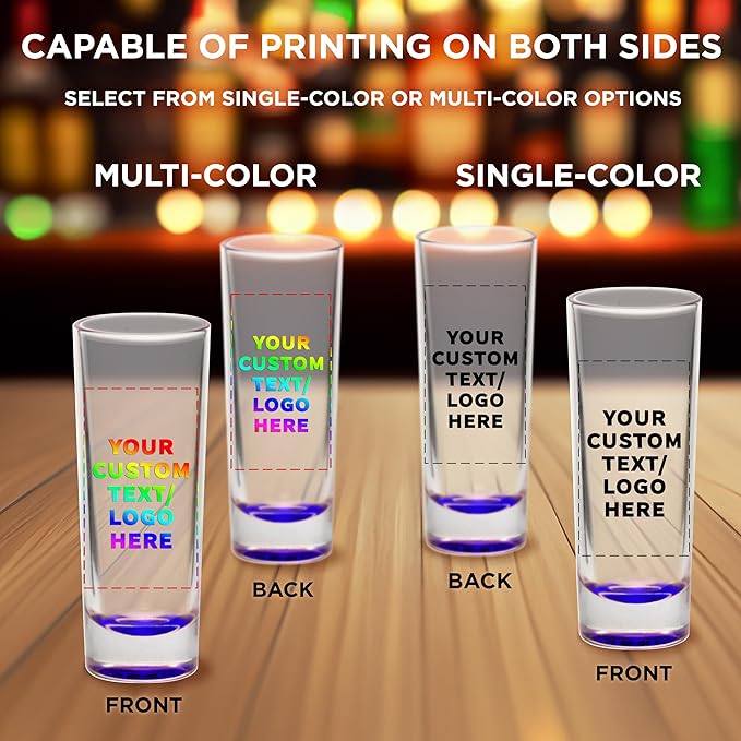 Custom Cordial Shooter Shot Glasses 2 oz. Set of 100, Personalized Bulk Pack - Great for Birthdays