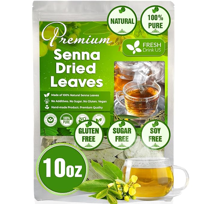 FreshDrinkUS, Permium 10oz Senna Leaves, 100% Natural & Pure from Senna Leaves, Senna Leaf Tea