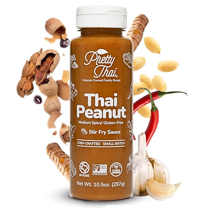 Pretty Thai Peanut Sauce, Gluten Free Certified Non-GMO Vegan Authentic Stir Fry, Dressing, Rice