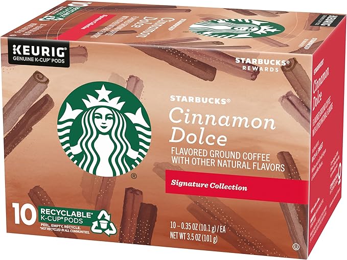Starbucks Flavored Ground Coffee K-Cup Pods,Cinnamon Dolce,Flavored Ground Coffee Signature