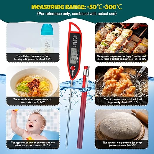 12 Set Waterproof Food Thermometer for Water, Liquid, Candle and Cooking Digital Meat Thermometer