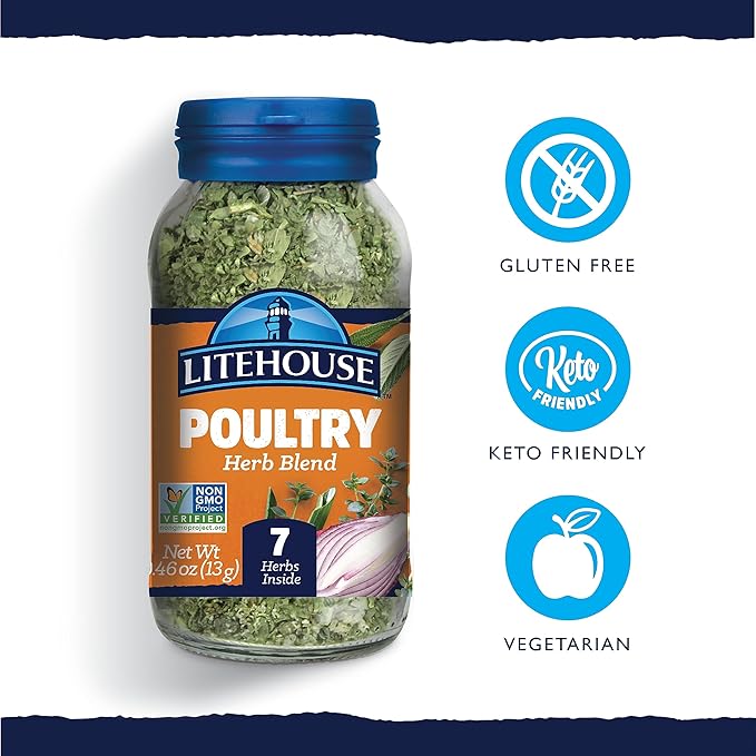 Litehouse Freeze Dried Poultry Herb Blend - Substitute for Fresh Poultry Herb, Jar Contains 7