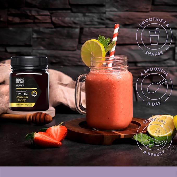 100% Pure New Zealand Honey - Certified UMF 15+ (MGO 512+), Award Winning New Zealand Raw Manuka