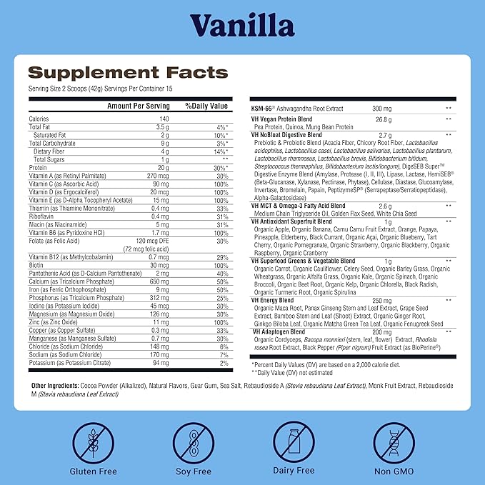 VitaHustle ONE Meal Replacement Shake - Plant Based Protein Powder by Kevin Hart - Vegan, Meal