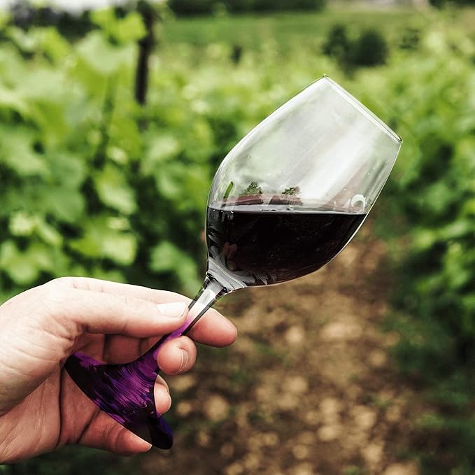 DISCOUNT PROMOS Rioja Wine Glasses with Stem 10 oz. Set of 10, Bulk Pack - Color Bottom, Perfect