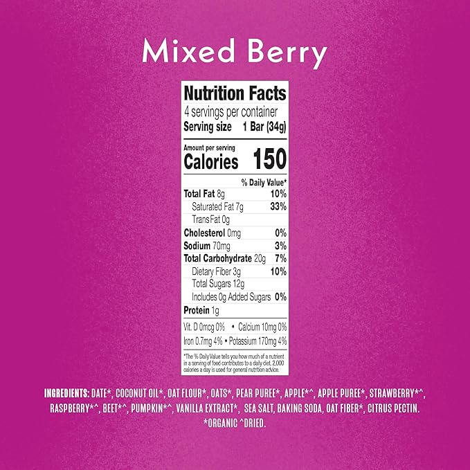 Once Upon a Farm | Organic Mixed Berry Soft Baked Bar | Strawberry, Raspberry, Beet & Oats | Made