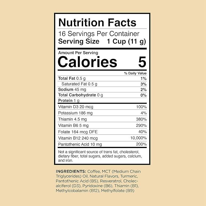 VitaCup Genius Vanilla Keto Coffee Pods w/MCT Oil, Turmeric, B Vitamins, & D3 for Energy & Focus in