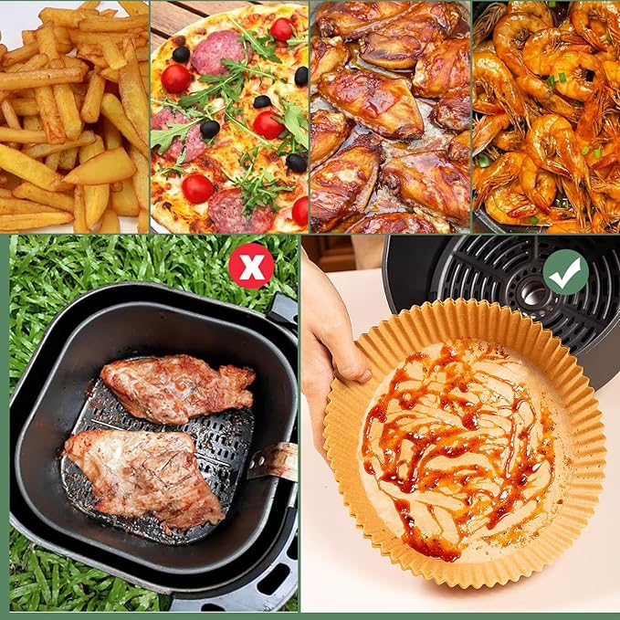 Air Fryer Liners Disposable,200Pcs Parchment Paper for 5-8QT Air Fryer,LYHOLKEER 8inch Round