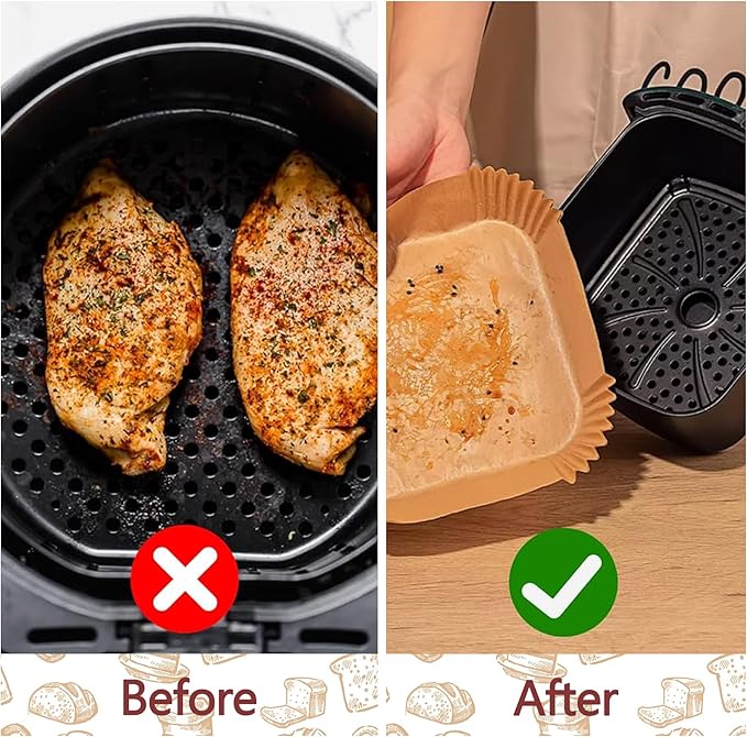 10 Inch Air Fryer Liners Disposable, 100 Pack Parchment Paper Sheets for Air Fryer Basket