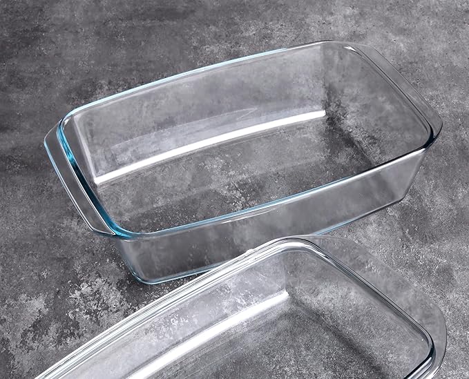 Rectangular Tempered Glass Casserole Dish with Glass Cover - Oven, Freezer and Dishwasher Safe - 3