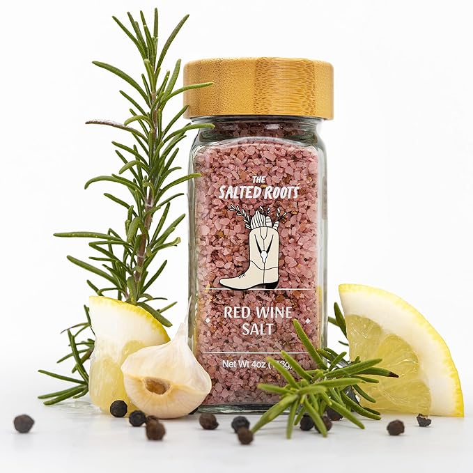 The Salted Roots - Red Wine Salt - Bold & Smoky Seasoning - Infused with Red Wine, Peppercorn